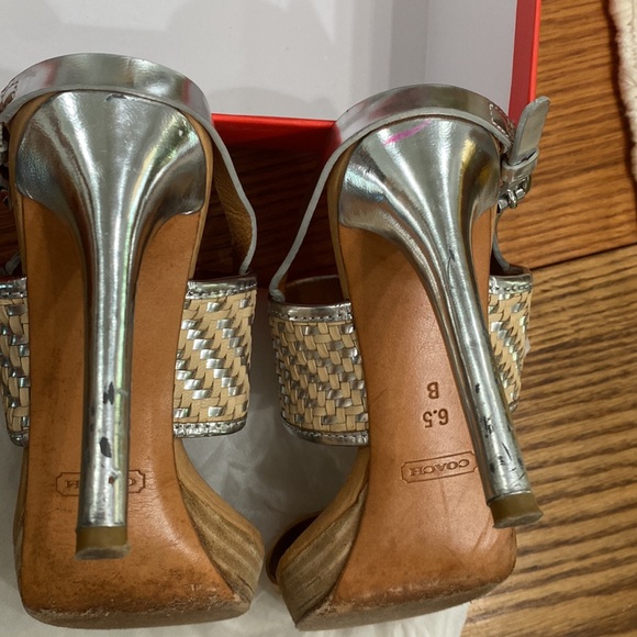 Coach Steffi Silver Mesh Slingback Sandals - Picture 7 of 8